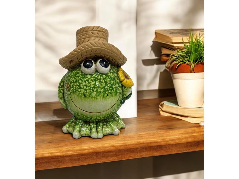 Dameco Dekofigur Frosch mit Blume 8.5 cm Dekofrosch