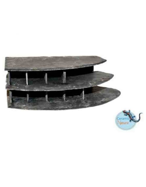 Ceramicnature Leisteen Hotel Hoek Dubbel Links - Aquarium - Ornament - 14.5x24x8 cm