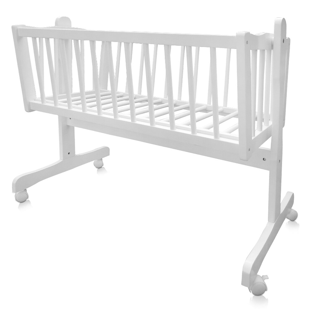 Baby Wiege Kinder Bett Stubenwagen Beistellbett + 9 tlg. Zubehör Weiß Grau