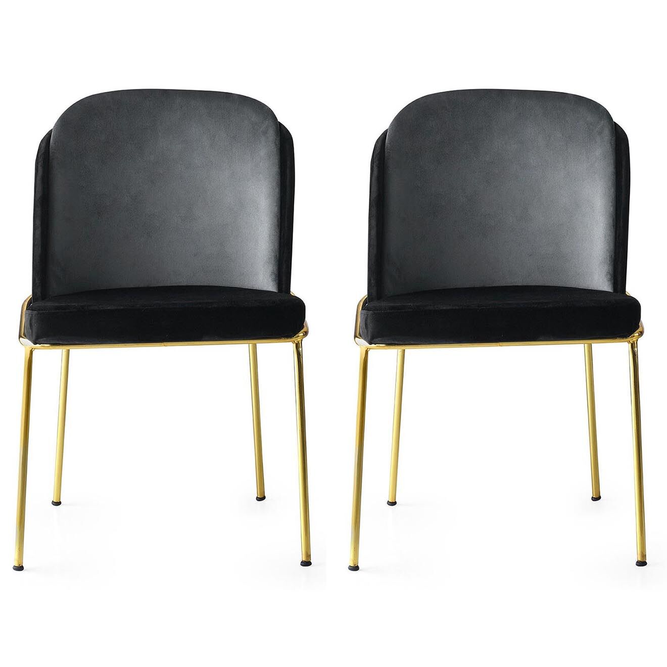 Wooden Art 2 Chaises Dore noir/doré - 54x86x55 cm