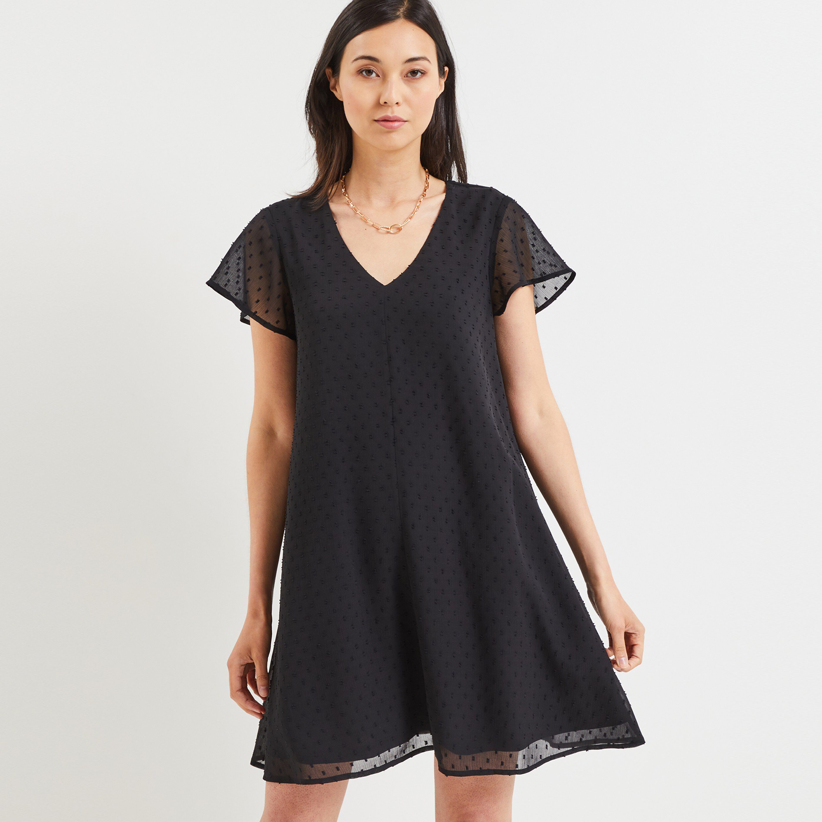 Robe plumetis femme - NOIR