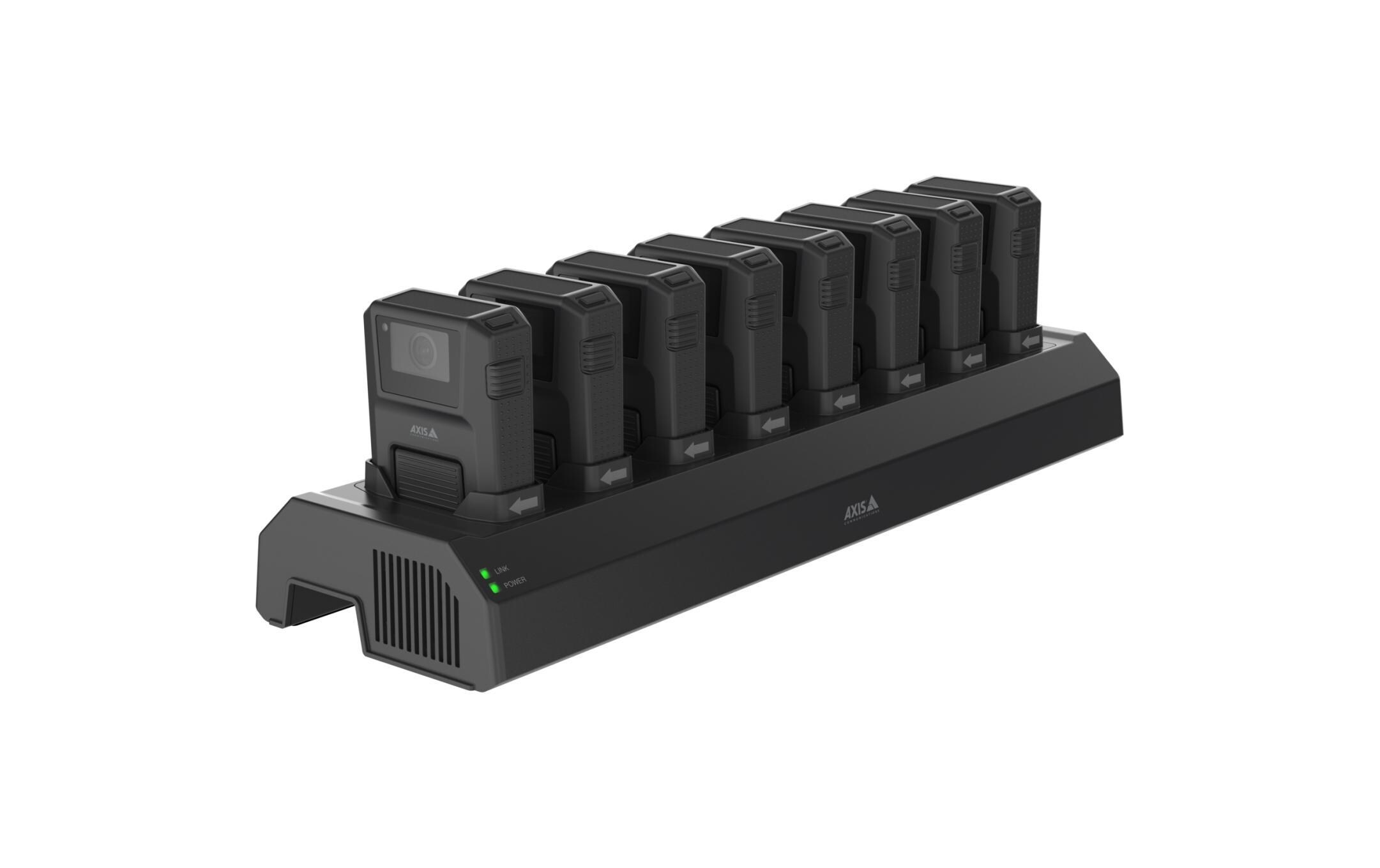 Ladestation W701 Mk II Docking 8 Steckplätze<br>Dockingstation mit 8 Einschüben für Bodycams von Axis