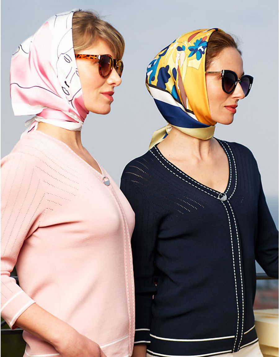 Foulard carré jaune bleu