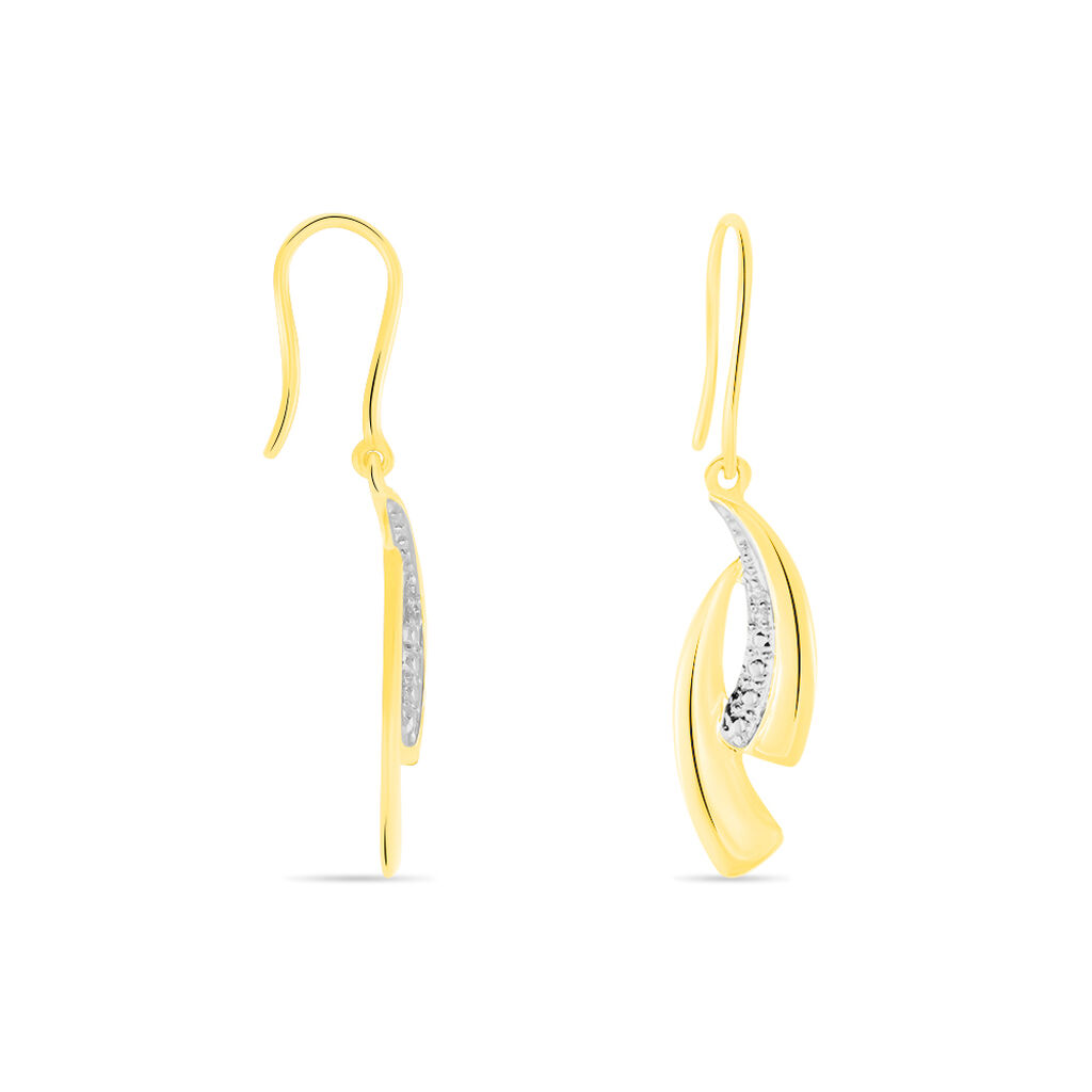 Boucles D'oreilles Pendantes Aube Or Bicolore Diamant