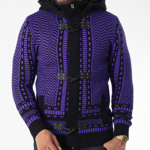 Gilet Zippé Capuche 3007 Bleu Marine Violet