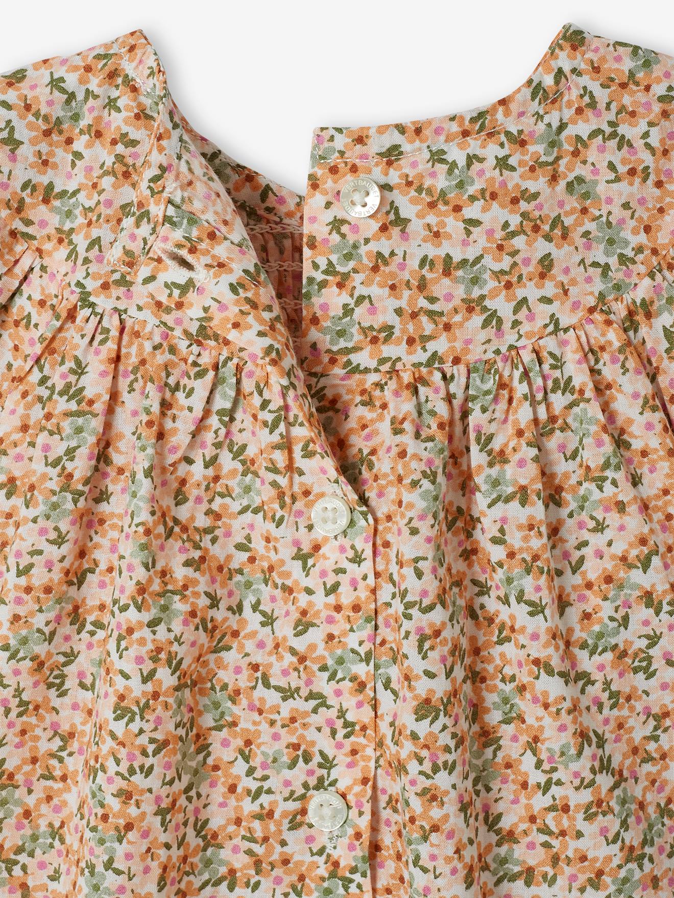 Blusa de manga curta com gola franzida para bebê, branca