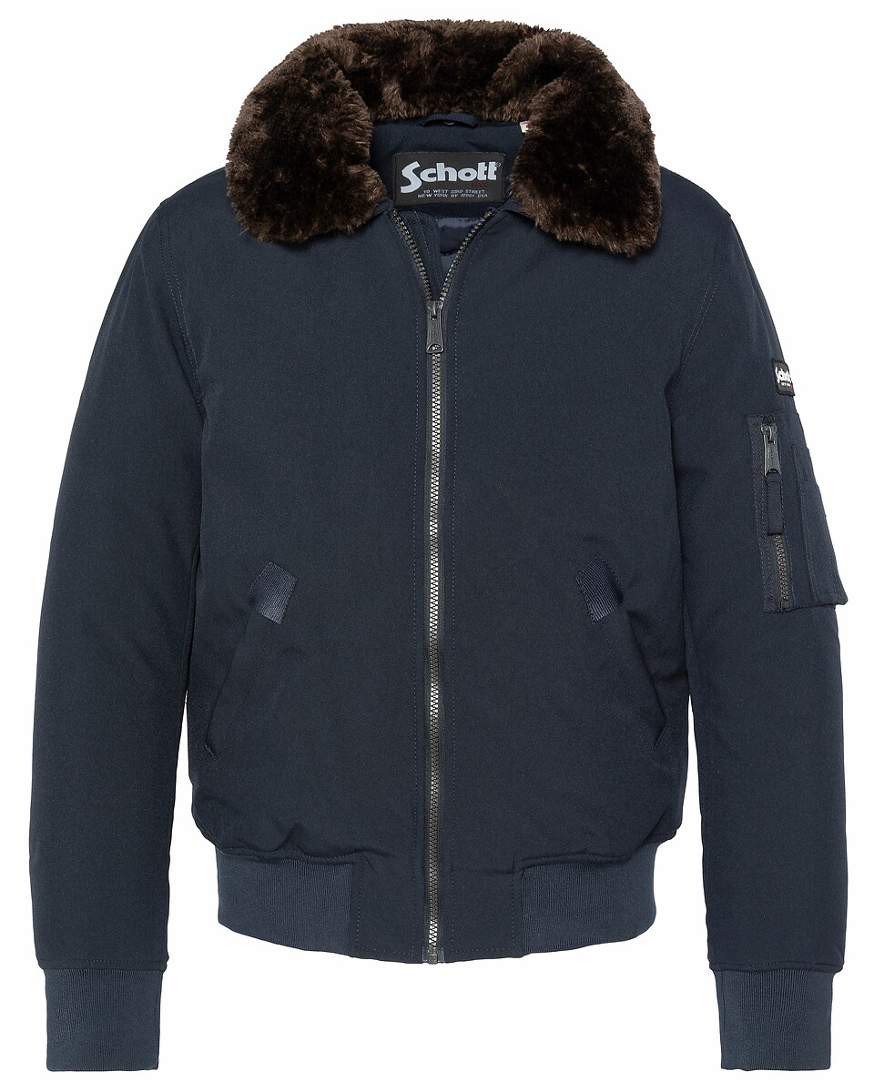 Jaqueta SCHOTT com gola removível, jaqueta bomber, estilo aeronáutico