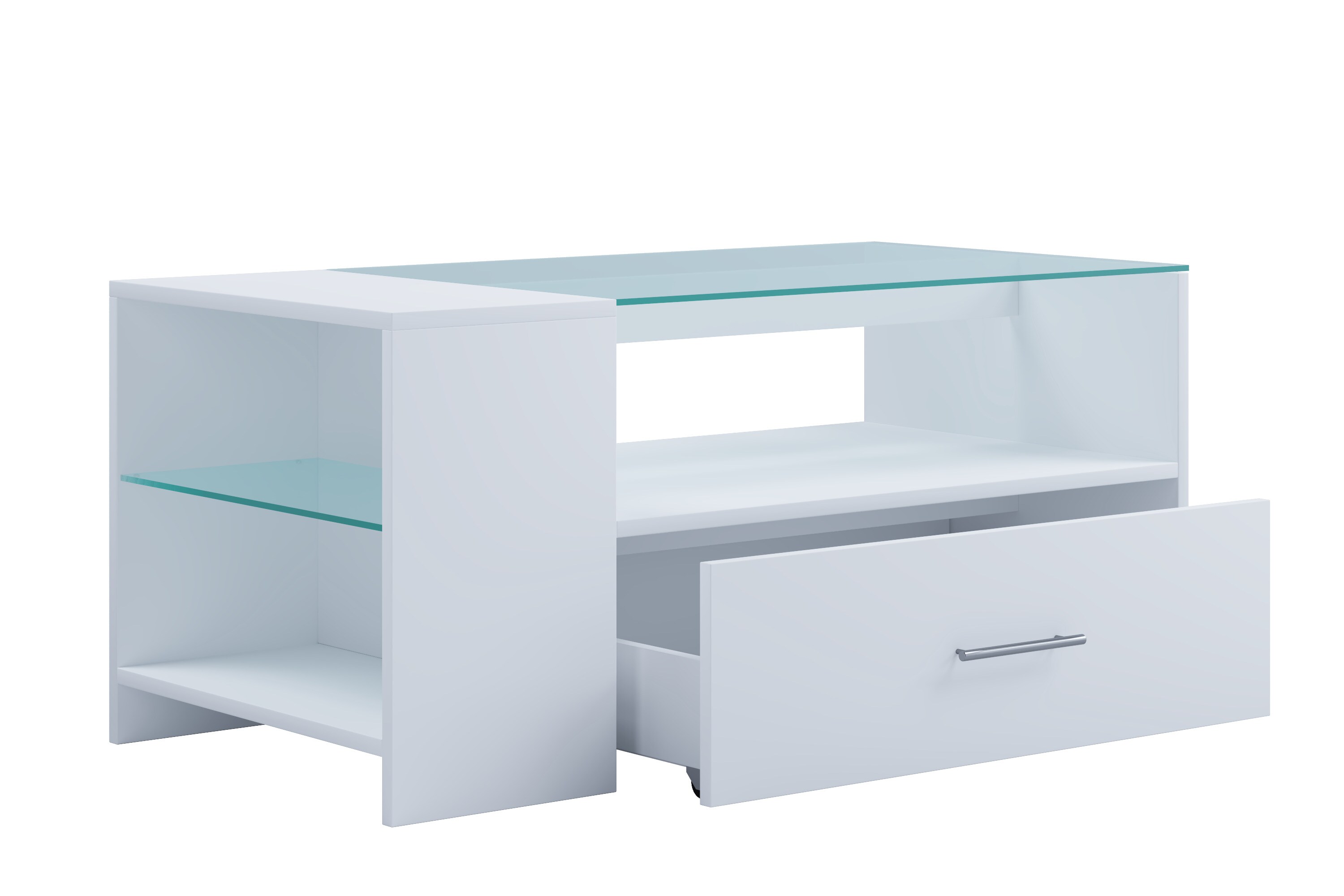 VCM Holz Couchtisch Sofatisch Wohnzimmertisch Beistelltisch Schublade Glas Tindala