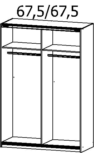 Kleiderschrank SUBITO 136 x 61 cm Spiegelglas/NB weiß