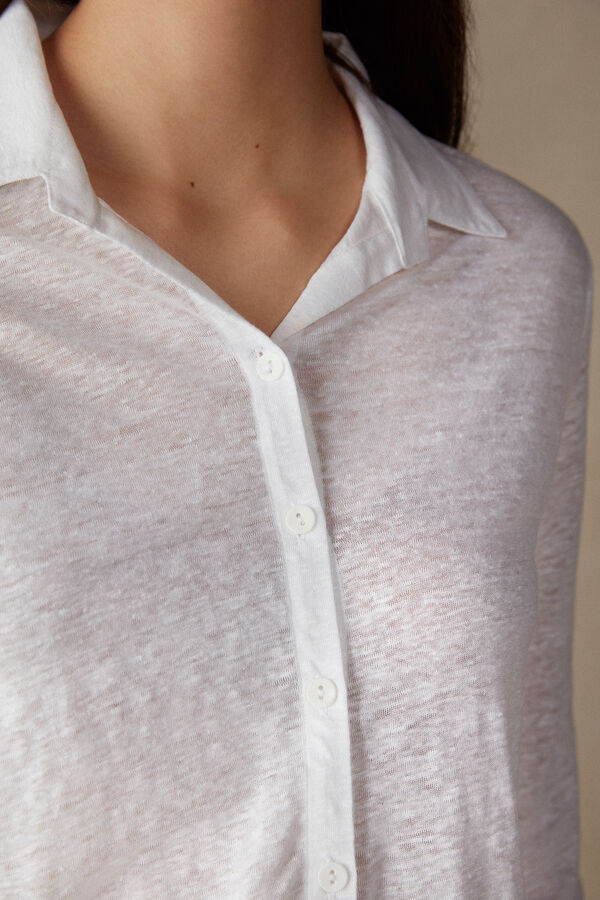 Camisa de linho de manga comprida