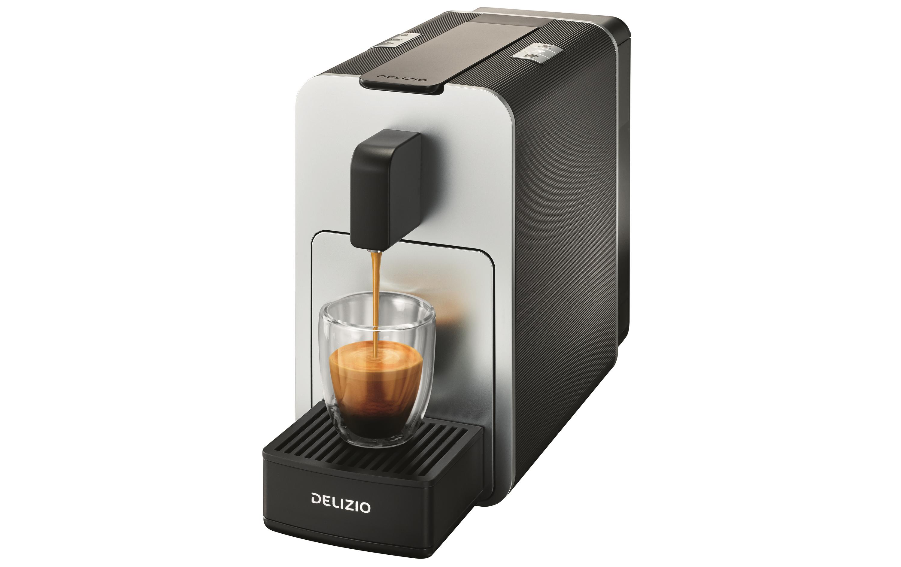 Kapselmaschine Viva elegante Schwarz/Silber<br>Kapselmaschine mit 5 programmierbaren Tasten für automatischen Kaffeebezug