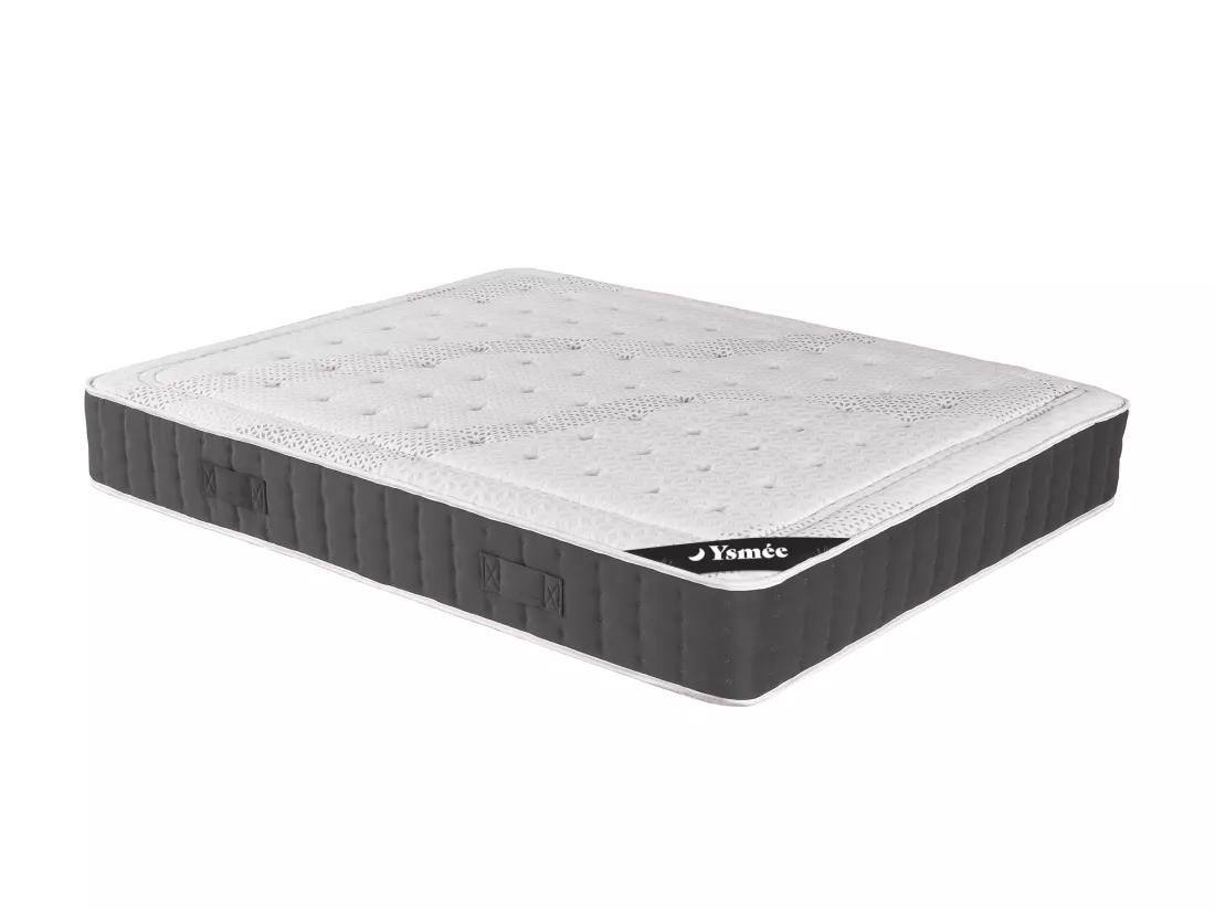 Ensemble 140 x 190 cm sommier coffre naturel clair + matelas hybride ressorts ensachés accueil mémoire de forme ép.27cm - ATLANTIDE de YSMÉE