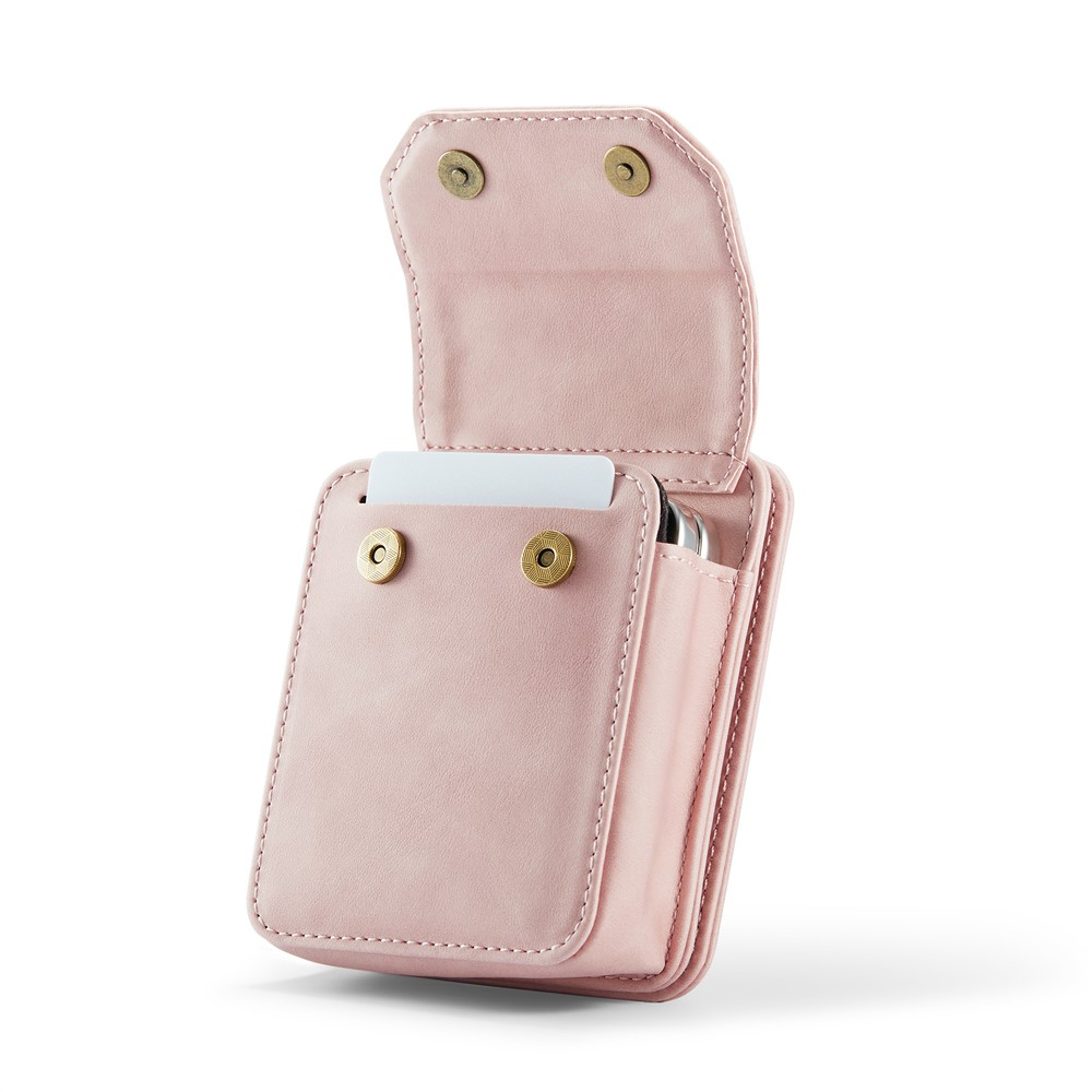 Samsung Galaxy Z Flip7 FE / Z Flip7 / Z Flip6 / Z Flip5 5G Necklace Leder Tasche Flip Wallet Etui mit Kartenfächern (RFID Schutz) - Roségold