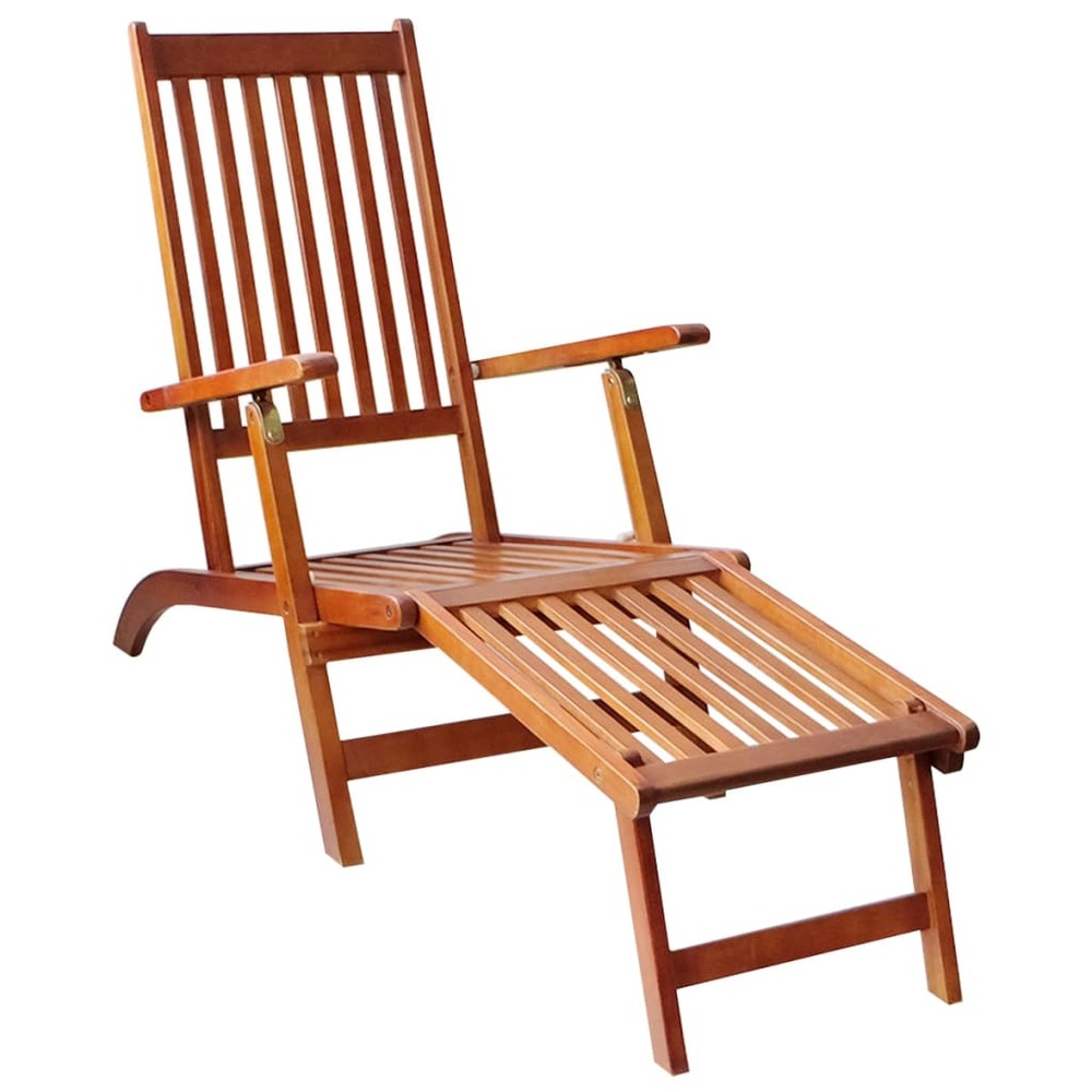 Transat chaise longue bain de soleil lit de jardin terrasse meuble d'extérieur avec repose-pied et coussin acacia solide 02_0