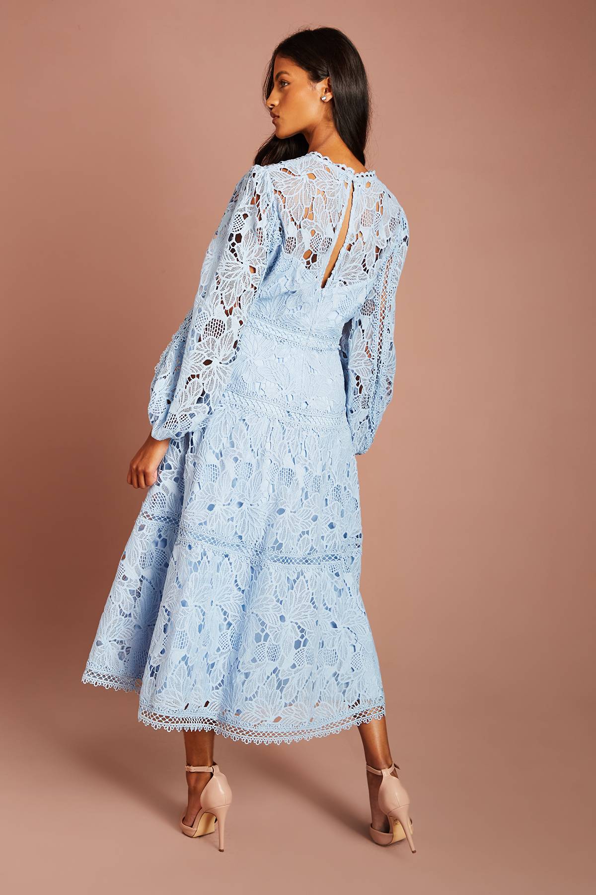 Coast Robe Petite À Manches Longues Avec Empiècements En Dentelle