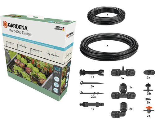 GARDENA Micro-Drip Startset bewateringsset voor verhoogde bedden/tuinbedden (voor maximaal 35 planten)