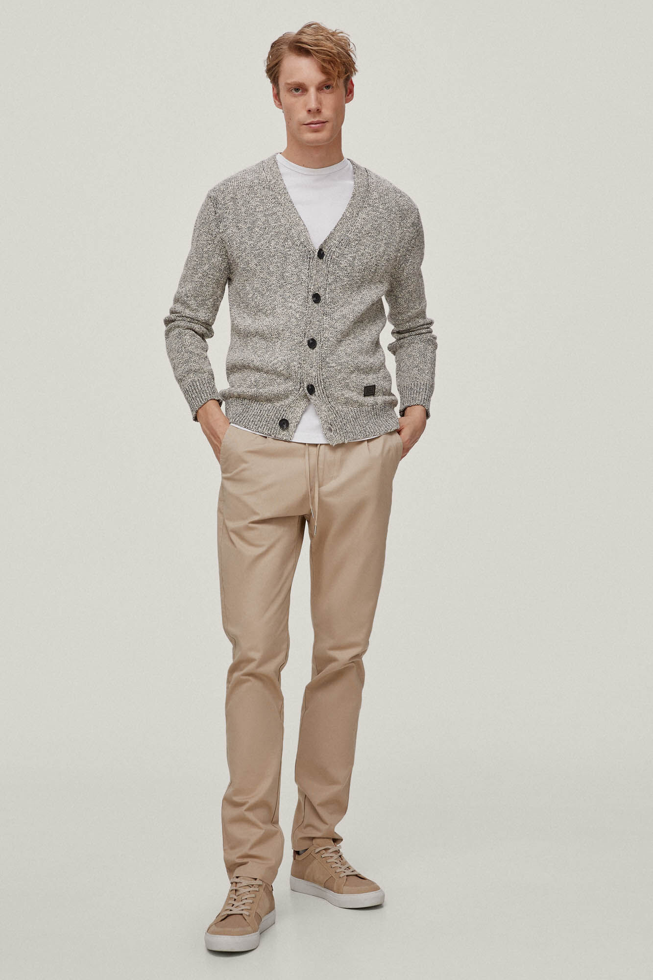 Cardigã elegante com fecho de botões - Cinza