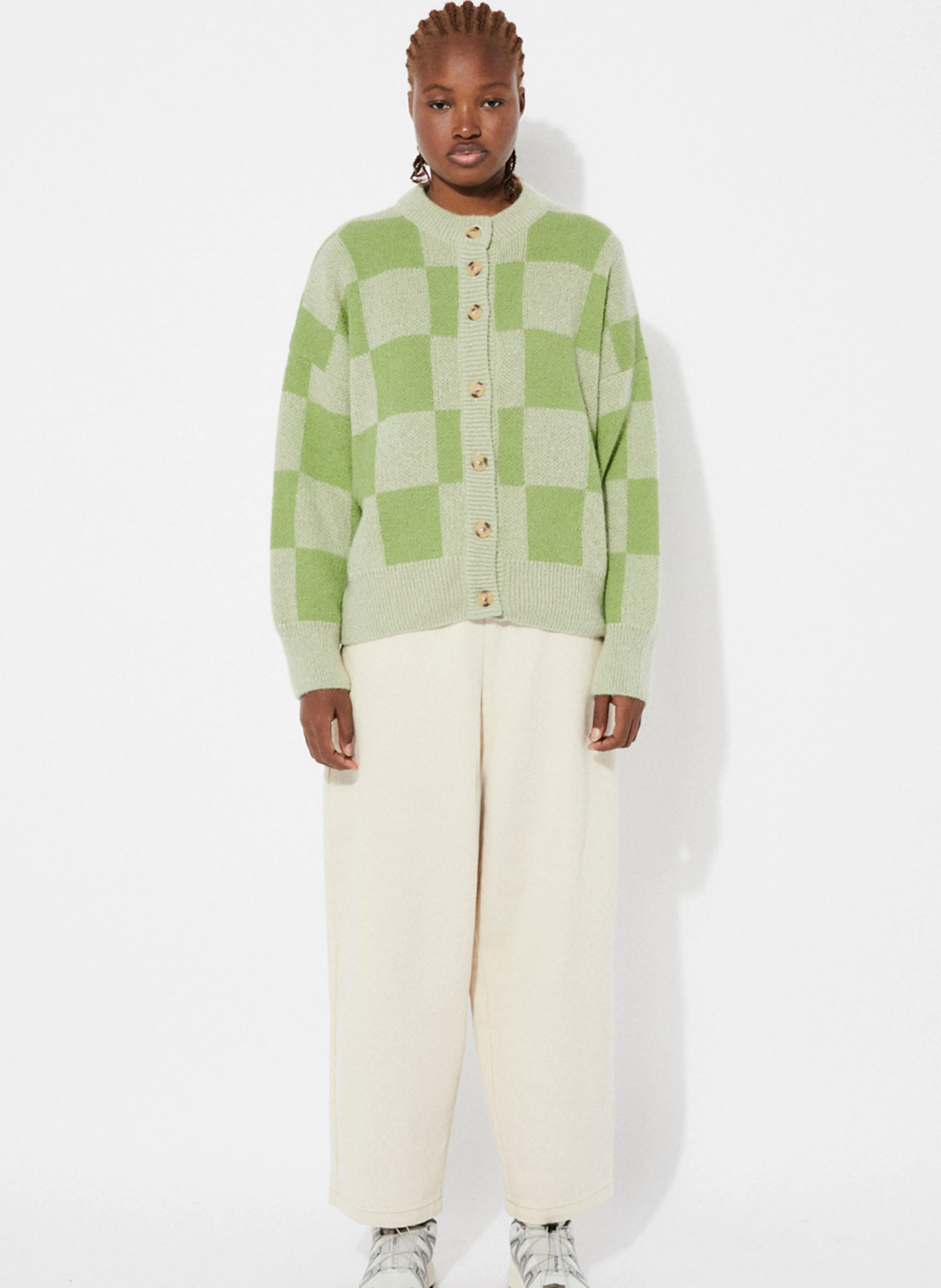 ORLA - Cardigan ample à carreaux | Vert