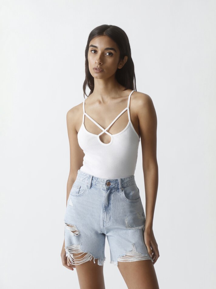 Shorts jeans rasgados - Índigo