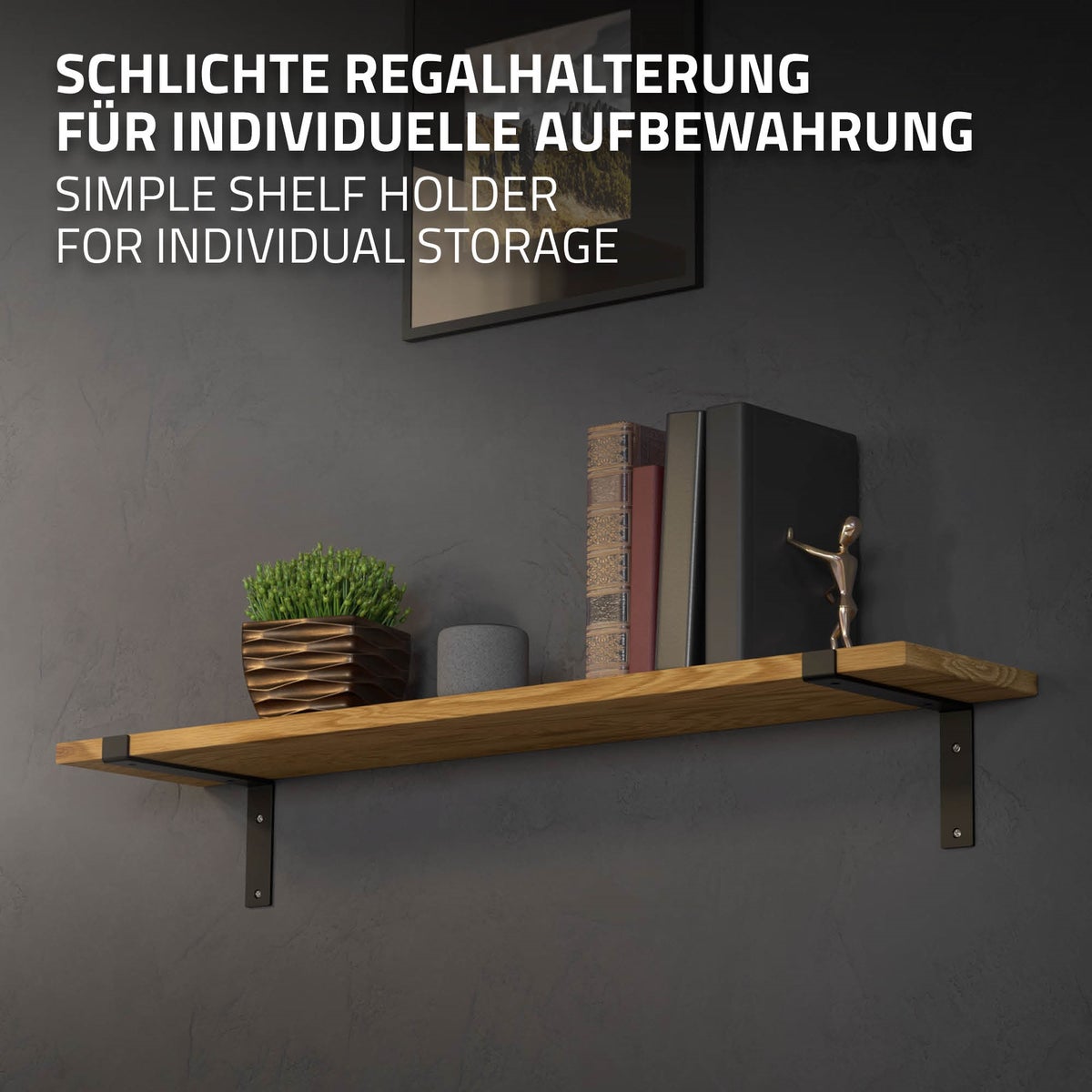 ML-Design 4-delige plankdragerset, 25x4x14,5 cm, zwart, metaal, 10-inch plankdragers, industriële plankhoeken, wandplankdragers, 90-graden wandbeugels, L-vormige wandplankdragers, met schroeven