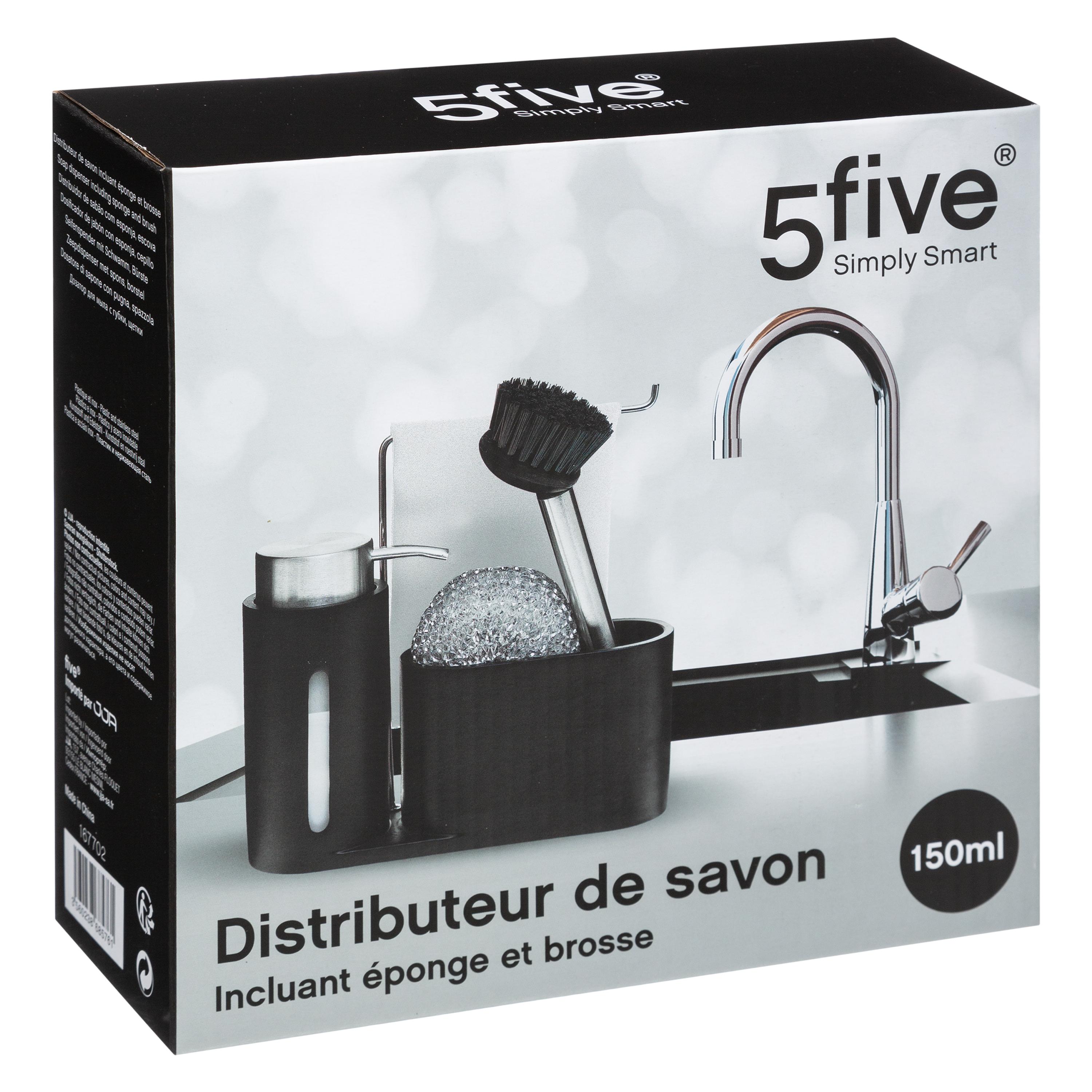 DISTRIBUTEUR SAVON AVEC BROSSE ET EPONGE NOIR
