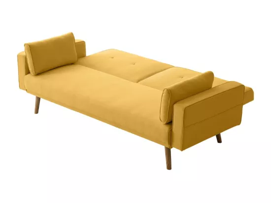 Canapé droit scandinave Elga convertible 3 places en tissu - Jaune - L205 x 87 x 85cm - Loungitude