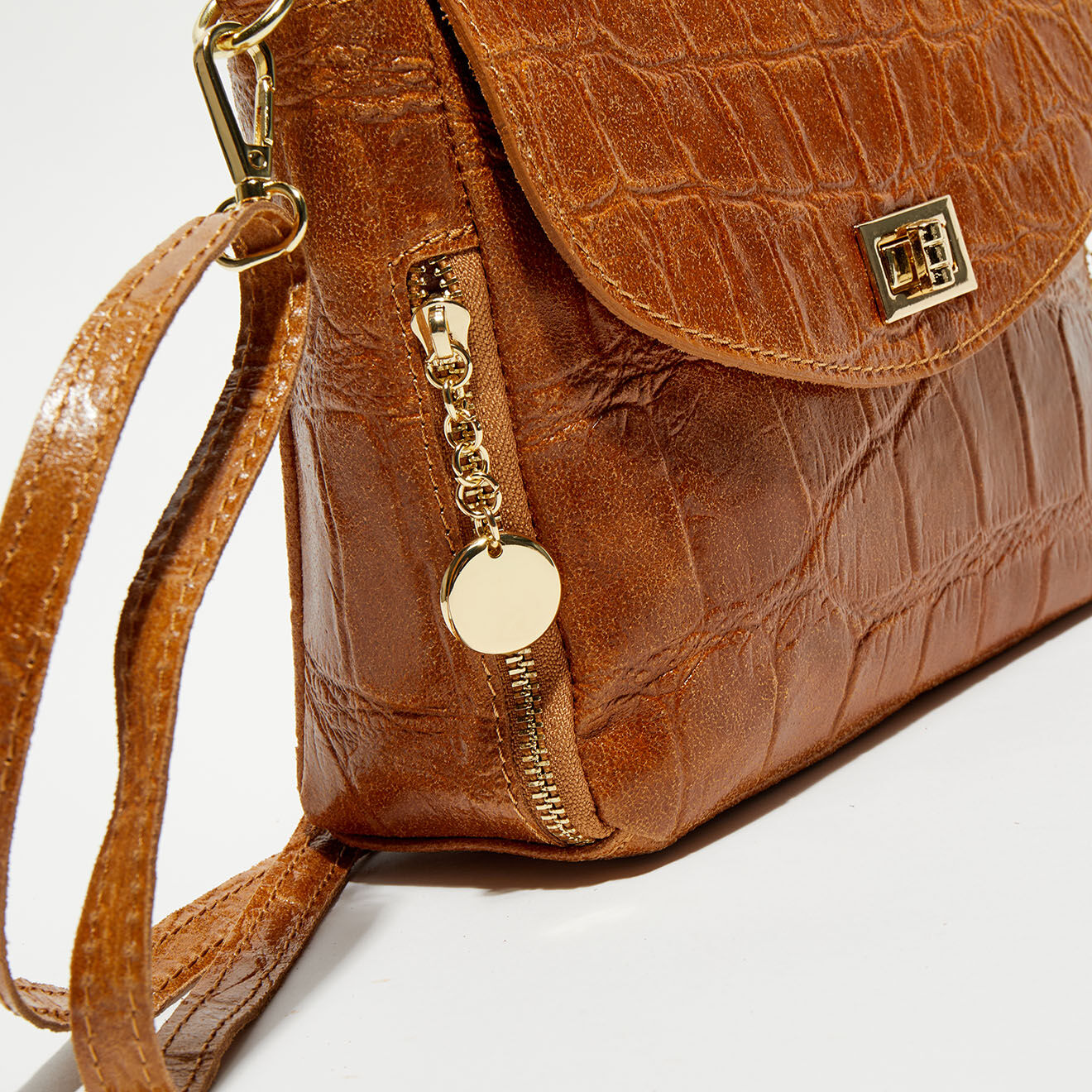 Christian Laurier Sac bandoulière en Cuir Flory camel - 23x17x8 cm