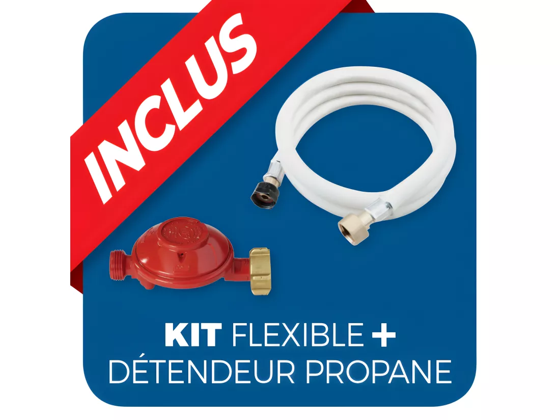 Flamme gaz FAVEX - Chauffage extérieur - Gaz Propane - Housse de protection - L 50 x P 50 x H 227 cm - Noir