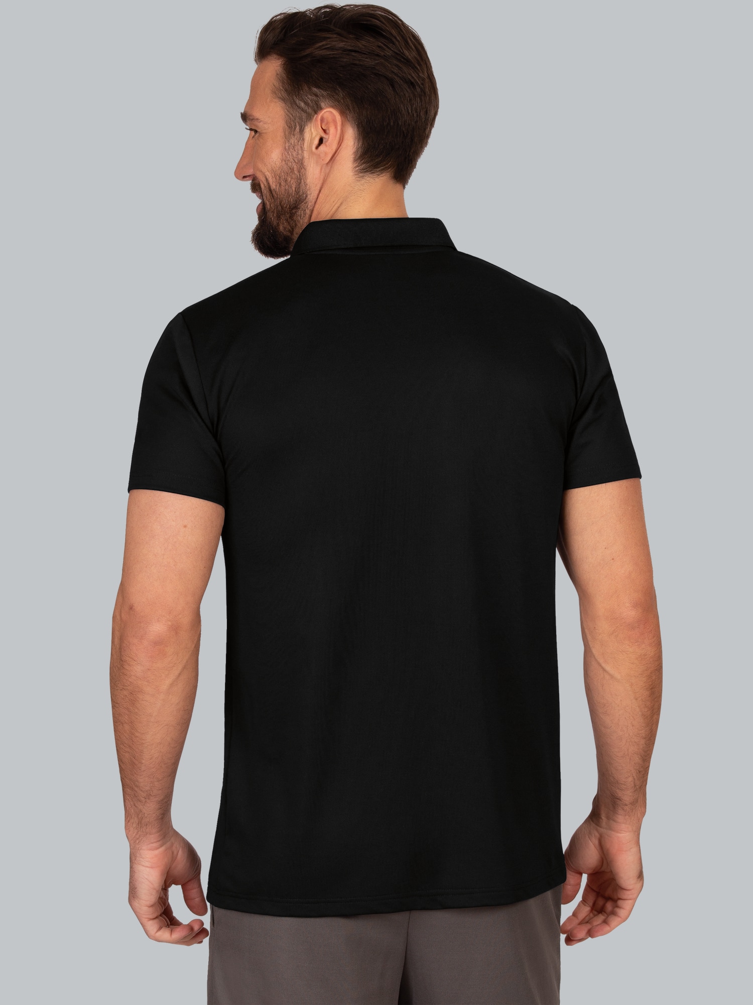 Poloshirt aus Polyester mit Knopfleiste Schwarz