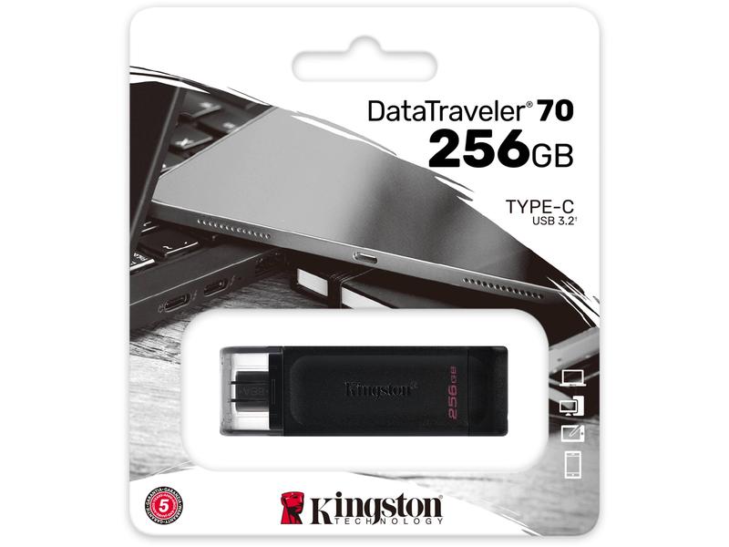 Kingston USB-Stick DataTraveler 70 256 GB USB-Stick mit 256 GB Speicherkapazität und  Lesegeschwindigkeit