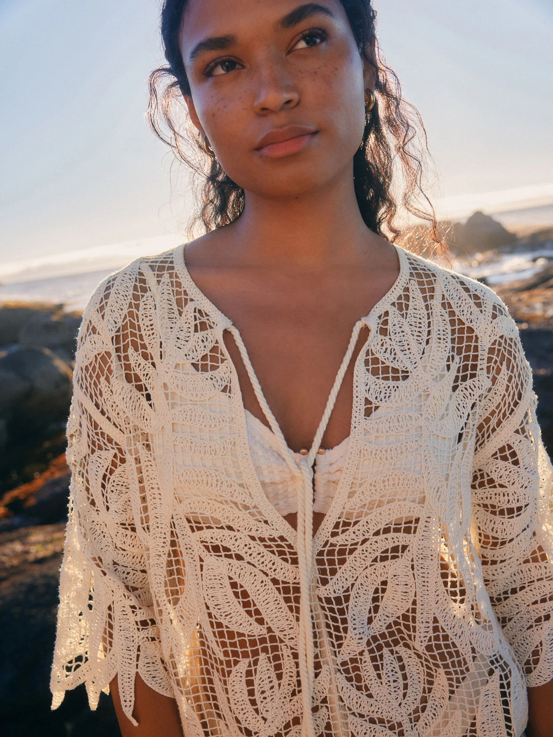 Crème - Crochet Cover-Up Kaftan