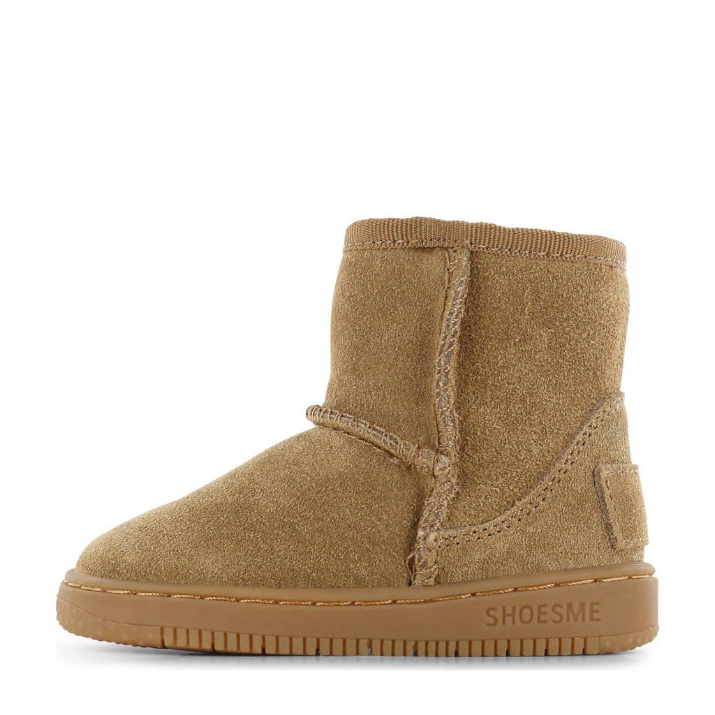 Shoesme gevoerde suède enkelboots cognac