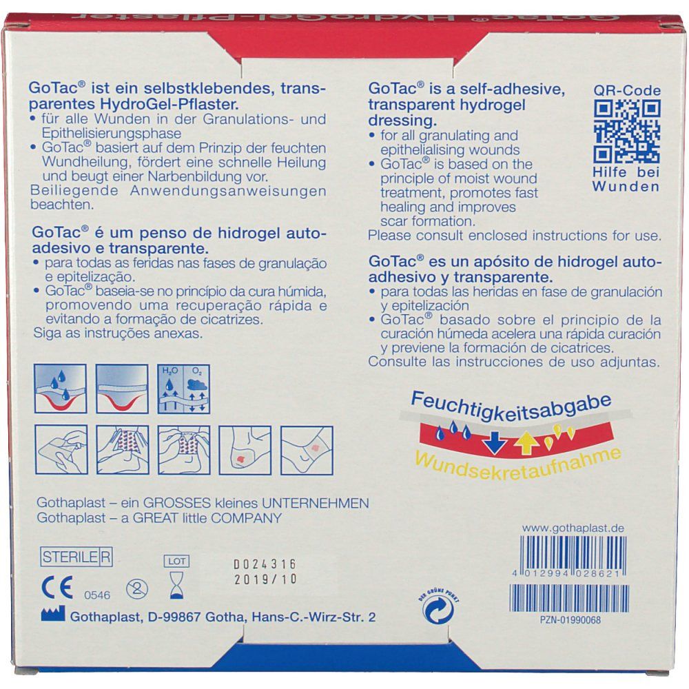 GoTac® HydroGel-Pflaster steril 10 cm x 10 cm