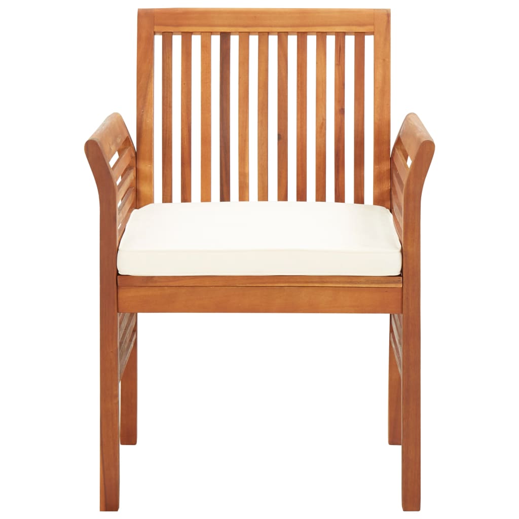 Mobilier à dîner d'extérieur 7 pièces et coussins acacia solide