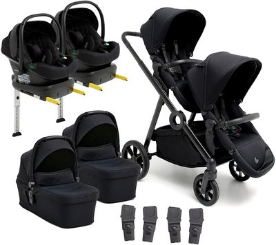 Beemoo Pro Multi 2 Tvillingvogn inkl Route i-Size Babybilstol & Base, Coffee Black/Black Stone