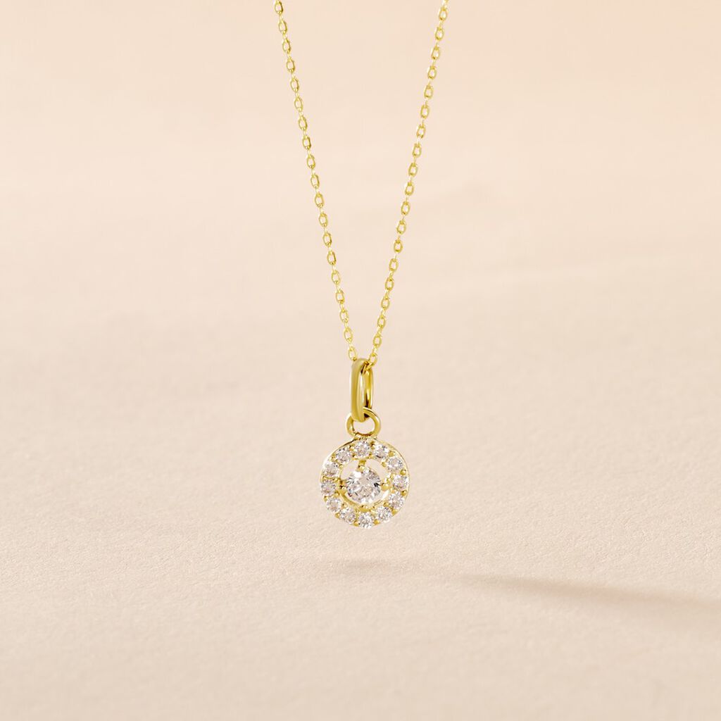 Collier Tahera Or Jaune Oxyde De Zirconium