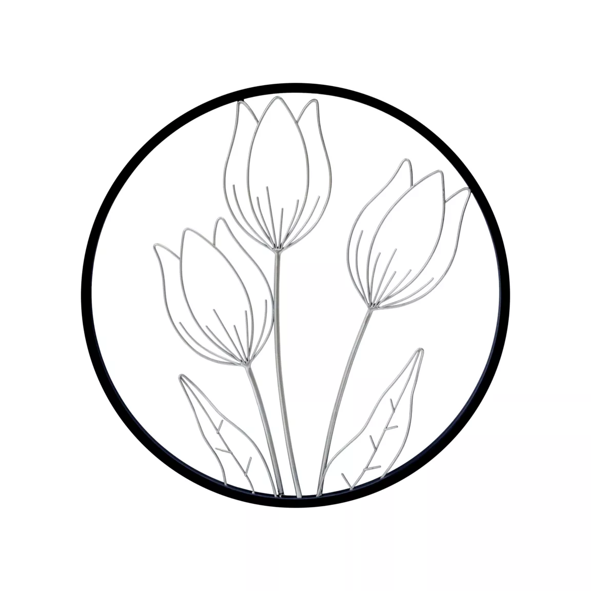 Décoration murale ronde en métal (D46 cm) Tulipe Noir