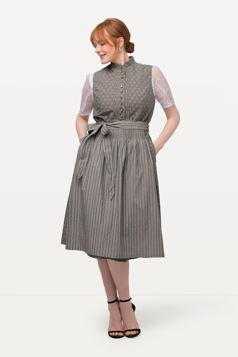 Dirndl, Biesen, Schmuckknöpfe, Stehkragen, ärmellos