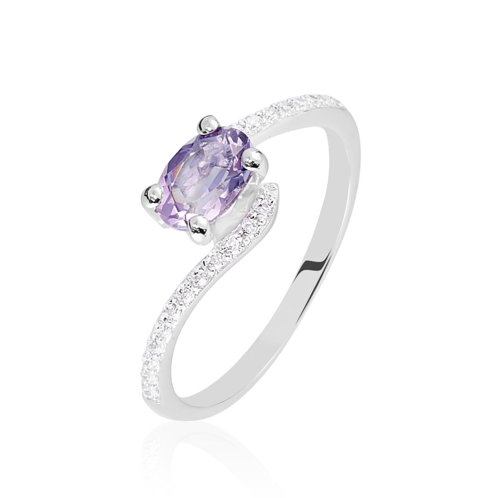 Bague Loriane Or Blanc Amethyste Et Oxyde De Zirconium