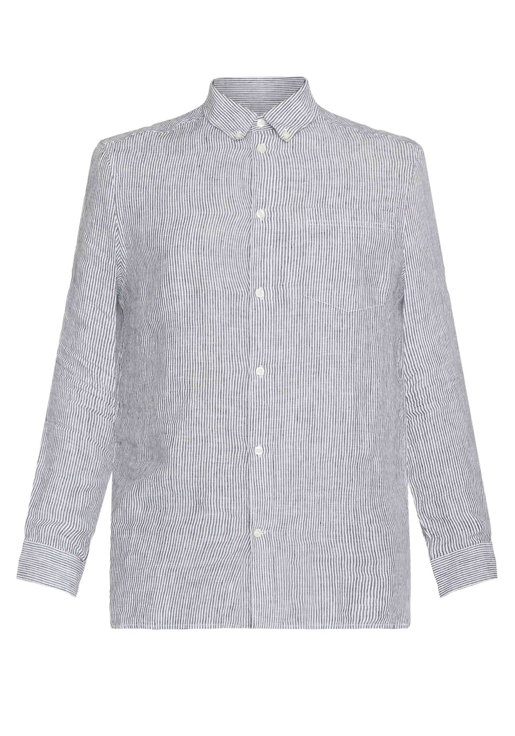 Knowledge Cotton Apparel Leinenhemd Regular Striped Linen Shirt Total Eclipse