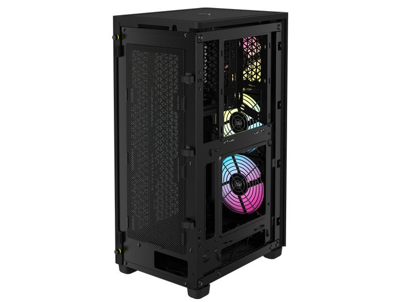 Corsair PC-Gehäuse iCUE 2000D RGB Airflow Schwarz Mini-ITX PC-Gehäuse mit Stahlabdeckgitter und RGB-Beleuchtung