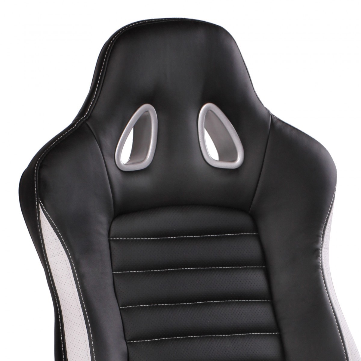 Chefsessel - schwarz-silber - Lederoptik