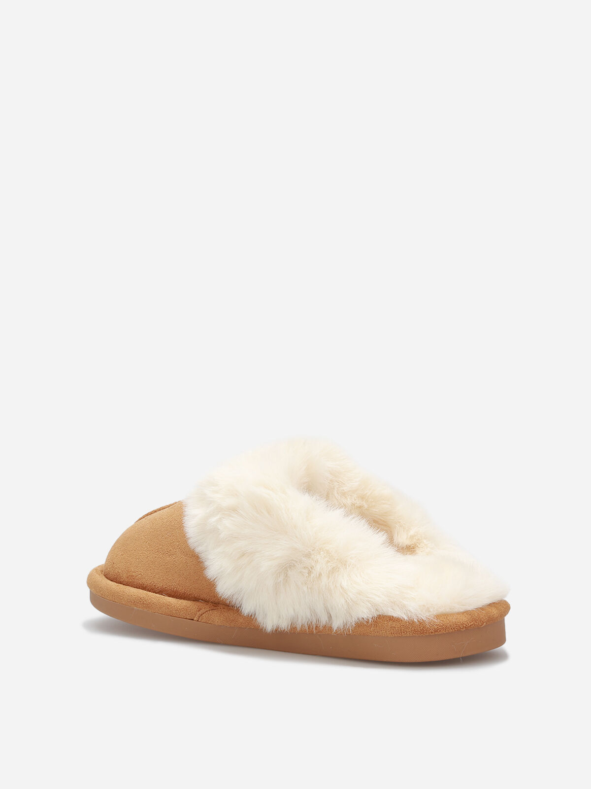 Chaussons en suédine fourrés- Camel