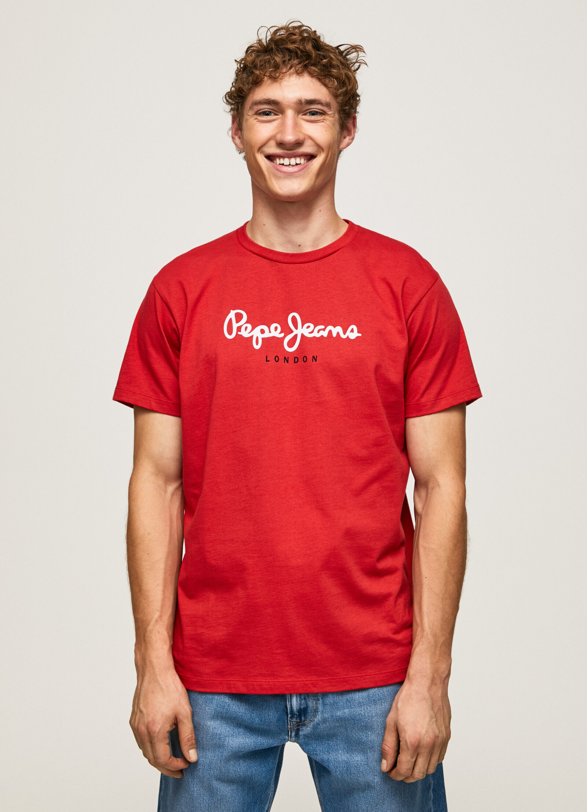 Camiseta de algodão com logo estampado - vermelho estúdio
