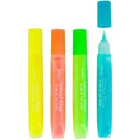 Stylex Glitter Glue Glow in the Dark, 4 Tuben á 10 g