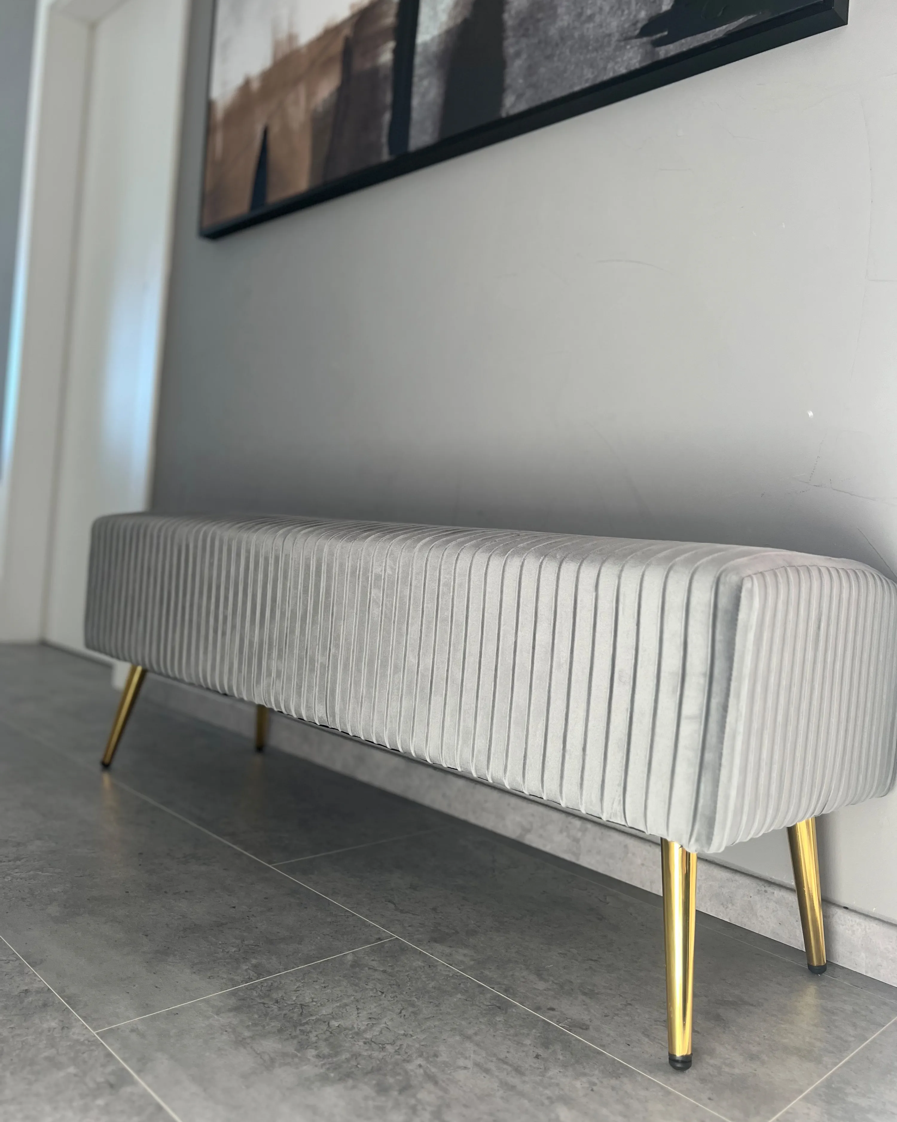 Bankje PATERSON Fluweel Lichtgrijs