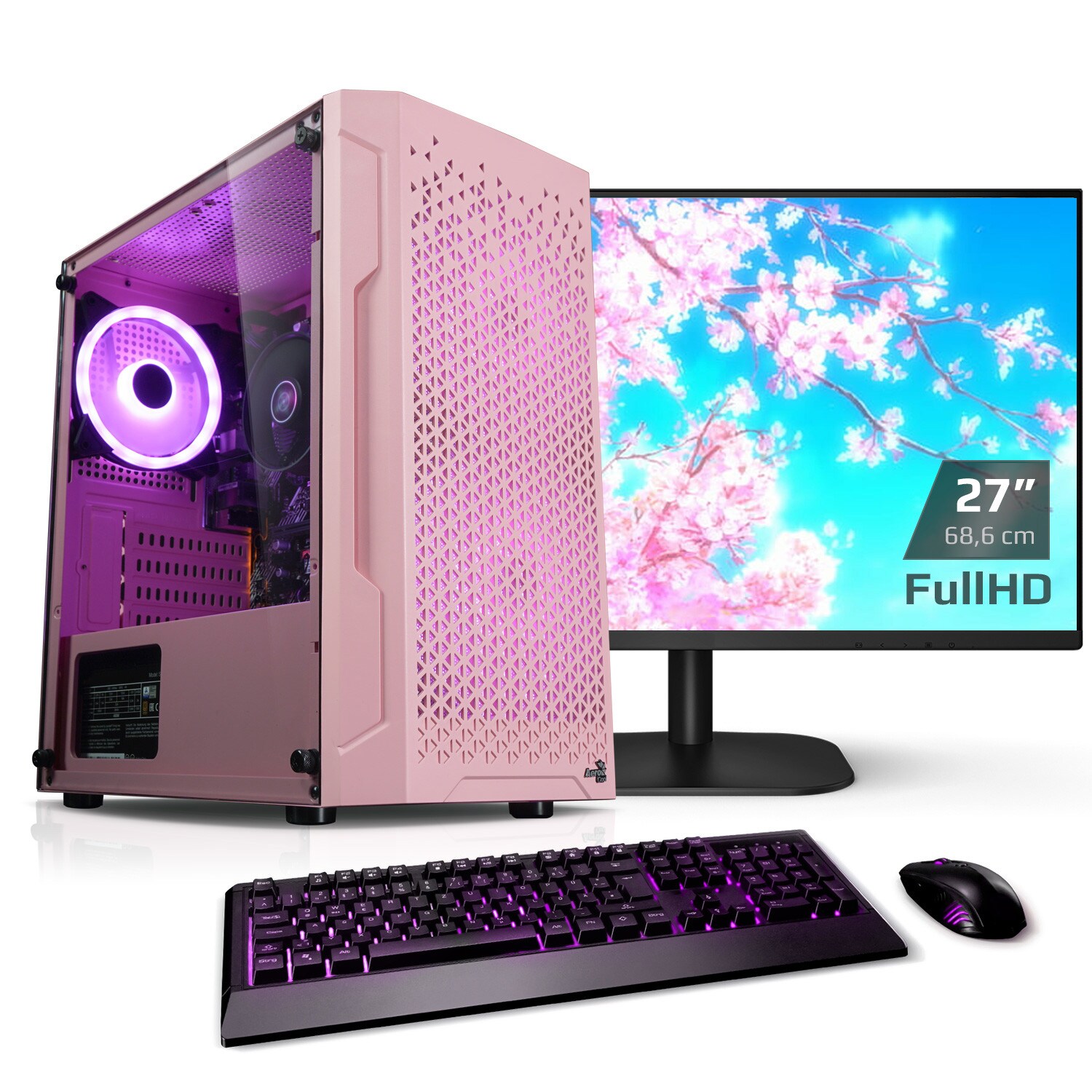 PC Set mit 27 Zoll TFT Zindarella V AMD Ryzen 5 5600G, 32GB DDR4, AMD Vega Grafik, 1TB SSD, WLAN, Windows 11