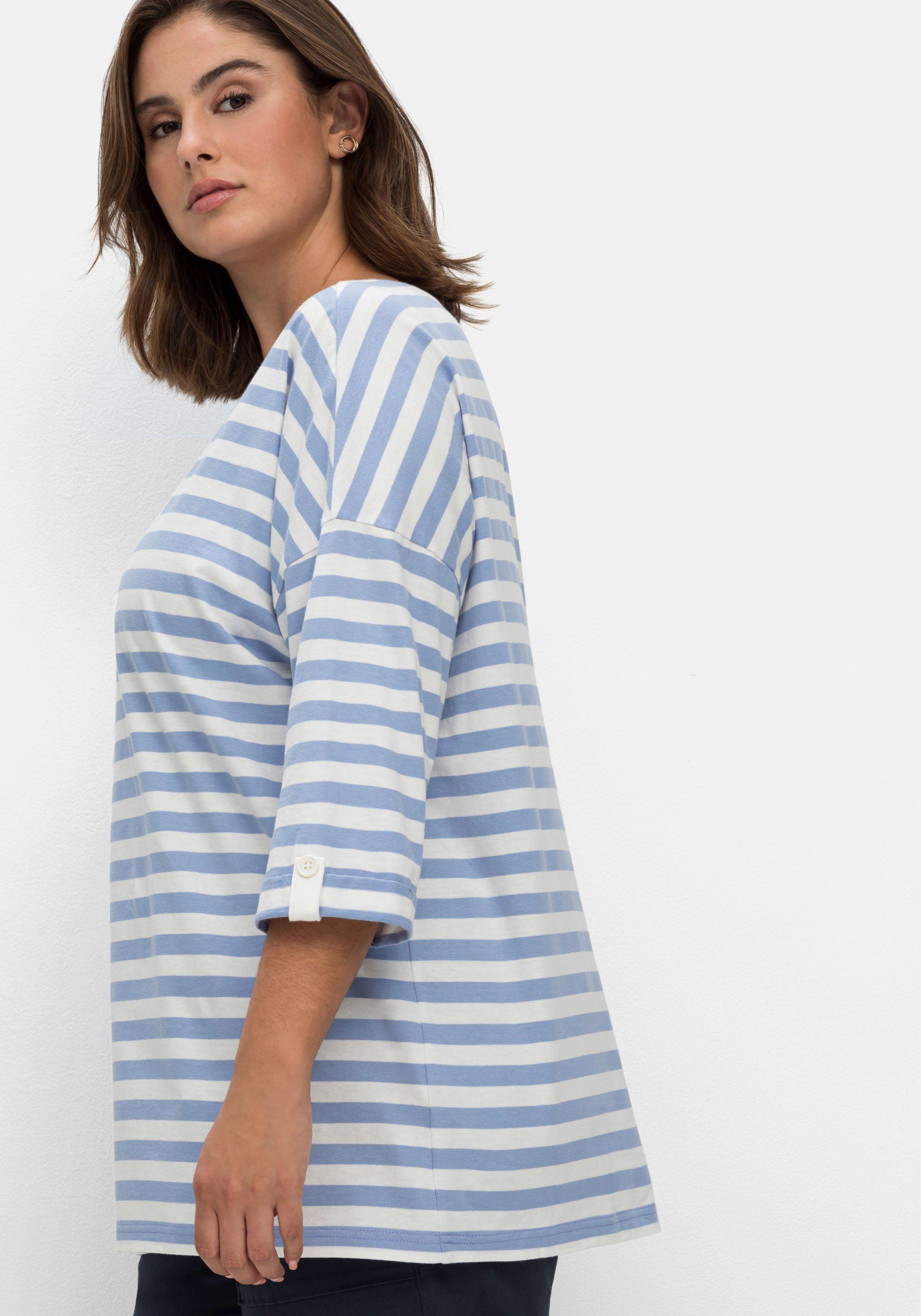 Ringelshirt mit überschnittenen Schultern, 3/4-Arm