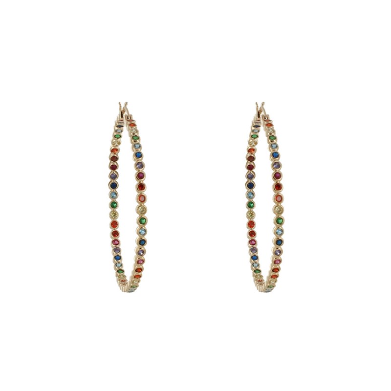 Boucles d'Oreilles Plaqué Or Créoles Arc en Ciel