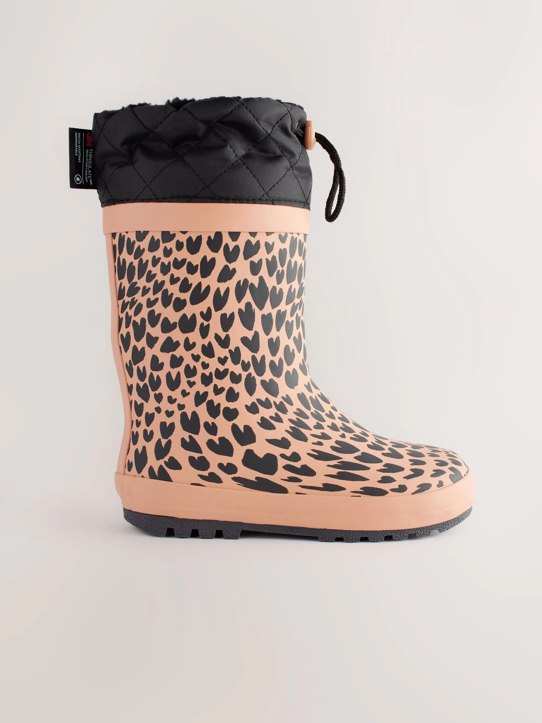 Bruin met dierenprint - Regenlaarzen met elastische boord